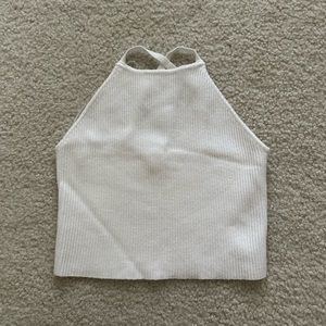 Pacsun L.A Hearts White Ribbed Cross Back Crop Top Size Extra Small